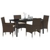 vidaXL Set da Pranzo per Giardino con cuscino 5 pcs Marrone polyrattan