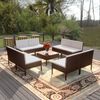 vidaXL Set Divani da Giardino 9 pz con Cuscini in Polyrattan Marrone