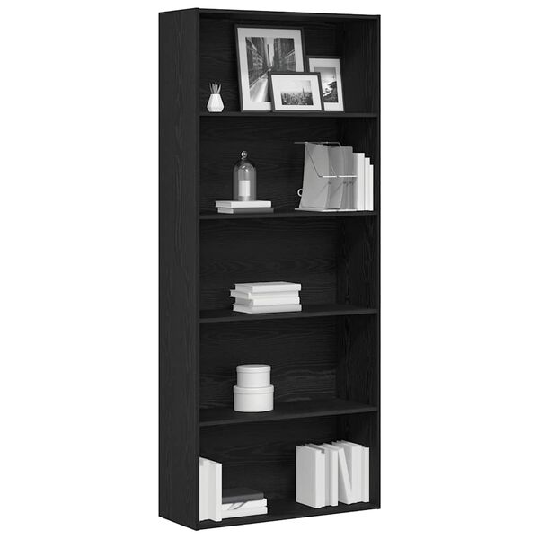 vidaXL Libreria Rovere Nera 80x30x189 cm in Legno Multistrato