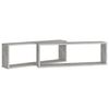 vidaXL Mensole Parete Cubo 2pz Grigio Cemento 80x15x26,5cm Multistrato