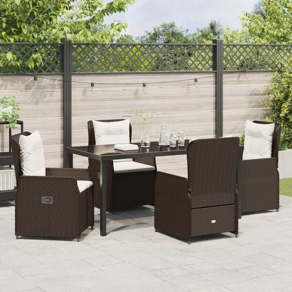 vidaXL Set da Pranzo per Giardino 5 pcs Marrone polyrattan