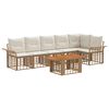 vidaXL Set Divano da Giardino 7 pz Naturale e Bianco Crema polyrattan