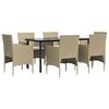 vidaXL Set da Pranzo da Giardino 7 pz con Cuscini Beige e Nero