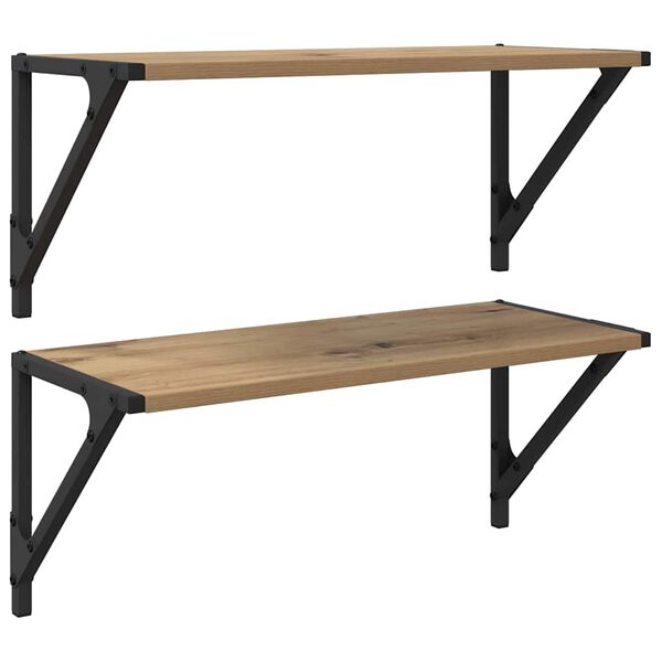 vidaXL Scaffali da parete 2 pcs Rovere artigianale 60 x 25 x 25,5 cm