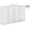 vidaXL Cesti Gabbioni ad Arco 15 pz 300x50x180/200 cm Ferro Zincato