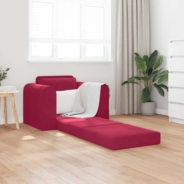 vidaXL Divano letto Rosso Vino 98 x 71 x 83 cm Velluto