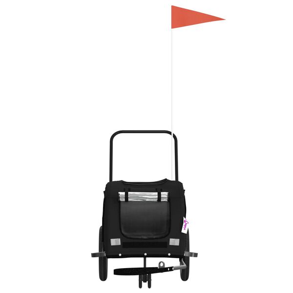 vidaXL Rimorchio da Bici per Animali Nero Oxford e Ferro