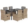 vidaXL Set da Pranzo da Giardino 7 pz con Cuscini Beige in Polyrattan