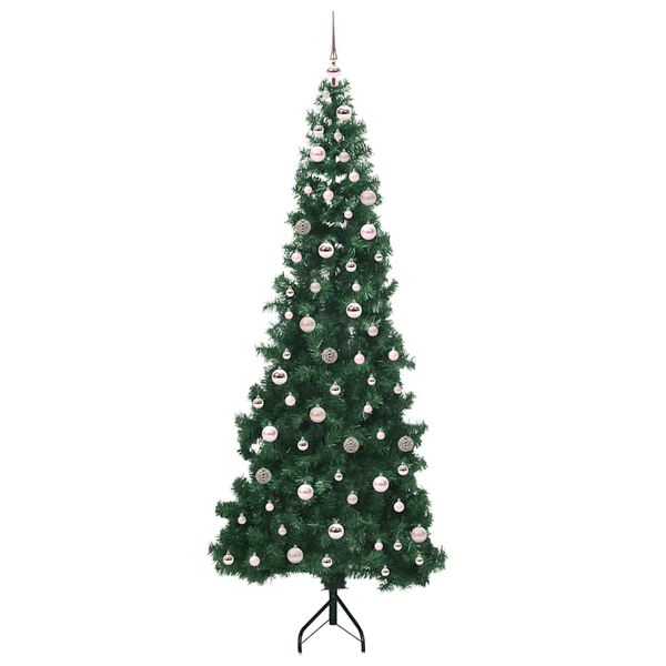 vidaXL Albero di Natale Artificiale Angolare con 300 LED Verde 240 cm