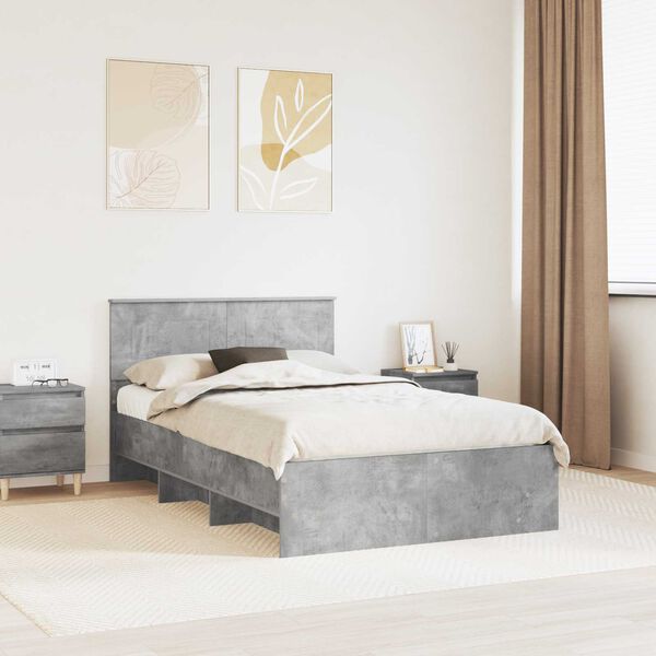 vidaXL Struttura del letto con testiera Grigio cemento 120 x 123 cm