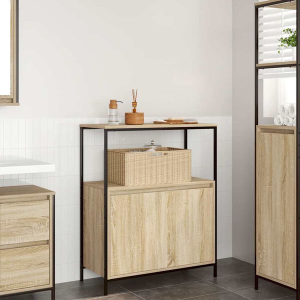 vidaXL Mobile da Bagno con Ripiani Rovere Sonoma 76,5x35x95 cm