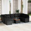 vidaXL Set Divano da Giardino con cuscino 10 pcs Nero polyrattan