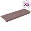 vidaXL Tappetini per scale autoadesivi 5 pz 65x21x4 cm Marrone Chiaro Bordo rettangolare