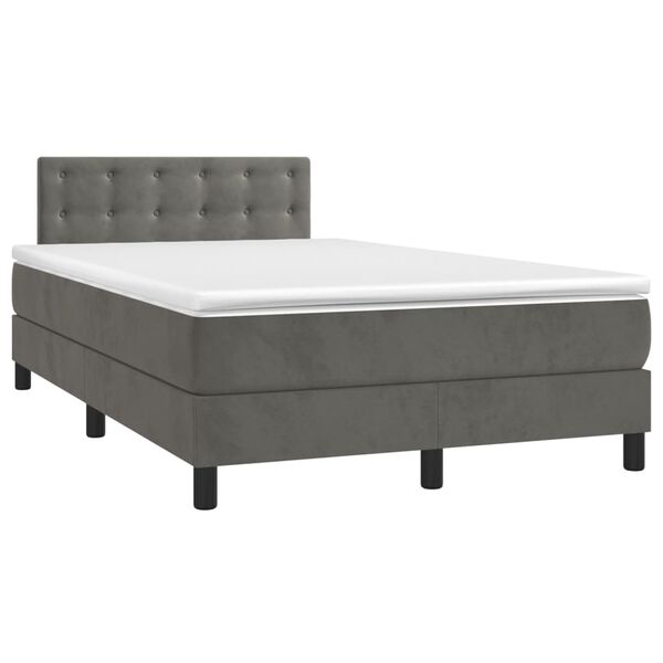 vidaXL Letto a Molle con Materasso e LED Grigio Scuro 120x200 cm