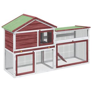 vidaXL Conigliera Moka 185,5x60,5x109,5 cm in Legno Massello di Pino