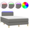 vidaXL Letto a Molle Materasso e LED Grigio Scuro 120x190cm in Tessuto