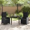 vidaXL Set da Pranzo per Giardino con cuscino 3 pcs Nero polyrattan