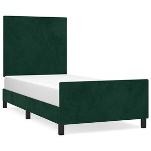 vidaXL Giroletto senza Materasso Verde Scuro 90x190 cm in Velluto