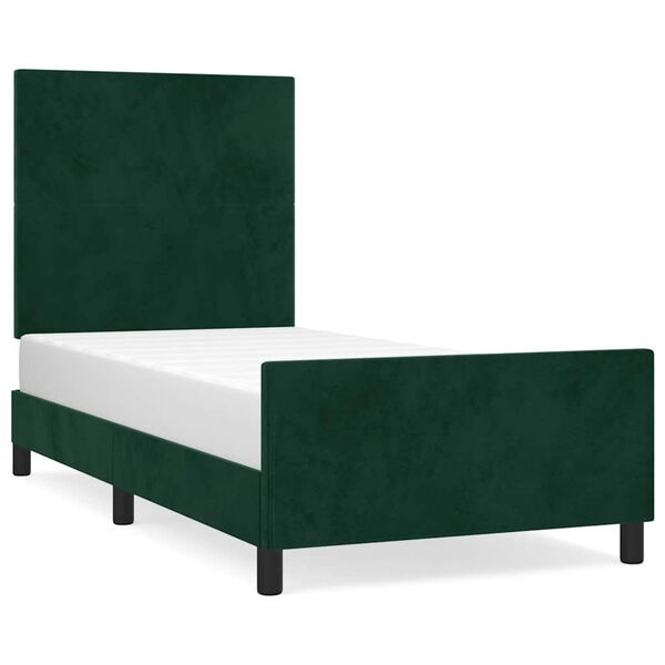 vidaXL Giroletto senza Materasso Verde Scuro 90x190 cm in Velluto