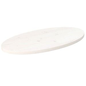vidaXL Piano Tavolo Bianco 70x35x2,5cm in Legno Massello di Pino Ovale