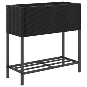 vidaXL Fioriera da Giardino con Ripiano Nera in Polyrattan