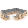 vidaXL Set Divani Giardino 12 pz con Cuscini in Legno Massello di Pino