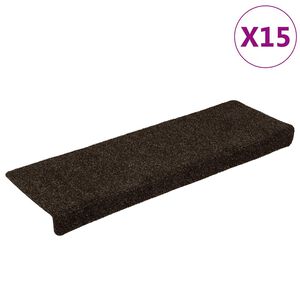 vidaXL Tappetini per scale autoadesivi 15 pz 65x21x4 cm marrone scuro bordo rettangolare