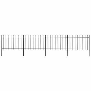 vidaXL Recinzione da Giardino con Punta a Lancia in Acciaio 714,5x120 cm Nero