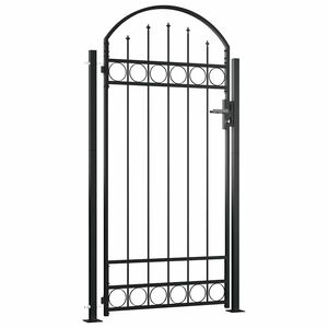 vidaXL Cancello recinzione ASSEN arco superiore 2 pali 105x170 cm Nero