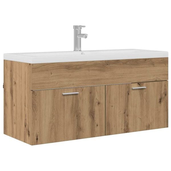 vidaXL Mobile da Bagno con porta Rovere artigianale 100 x 38,5 x 46 cm