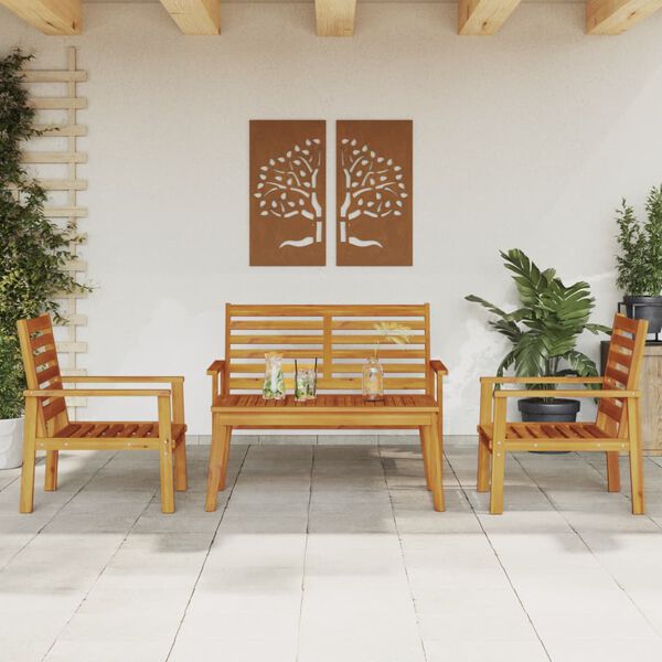 vidaXL Set Salotto da Giardino 4 pz in Legno Massello di Acacia