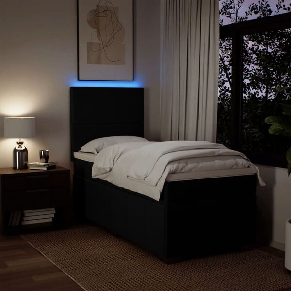 vidaXL Giroletto a Molle con Materasso Nero 100x200 cm in Tessuto