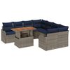 vidaXL Set Divano da Giardino 9 pz 8-Numero di posti Grigio e Blu Navy
