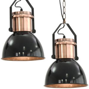 vidaXL Lampade da Soffitto 2 pz Nero Tondo E27