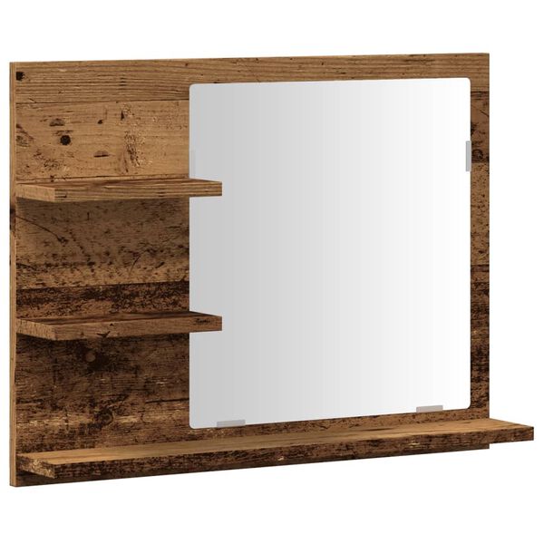 vidaXL Armadietto a Specchio da Bagno Legno Vecchio 60x10,5x45 cm