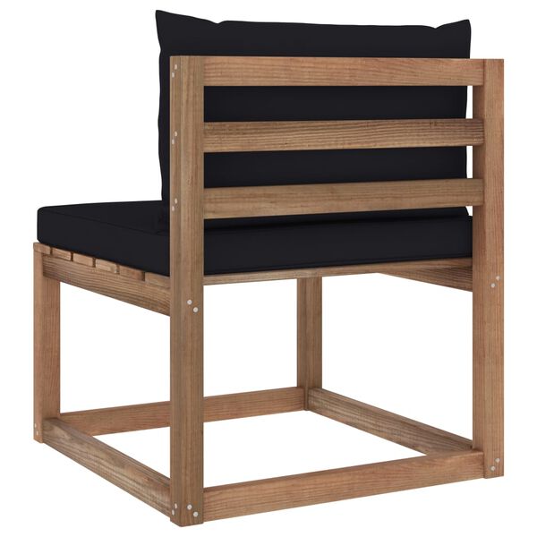 vidaXL Divano Centrale da Giardino su Pallet con Cuscini Neri