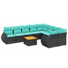 vidaXL Set Divani da Giardino 10 pz con Cuscini Nero in Polyrattan