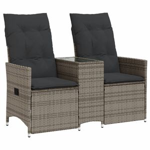 vidaXL Divano Giardino Reclinabile 2 Posti Tavolino Grigio Polyrattan