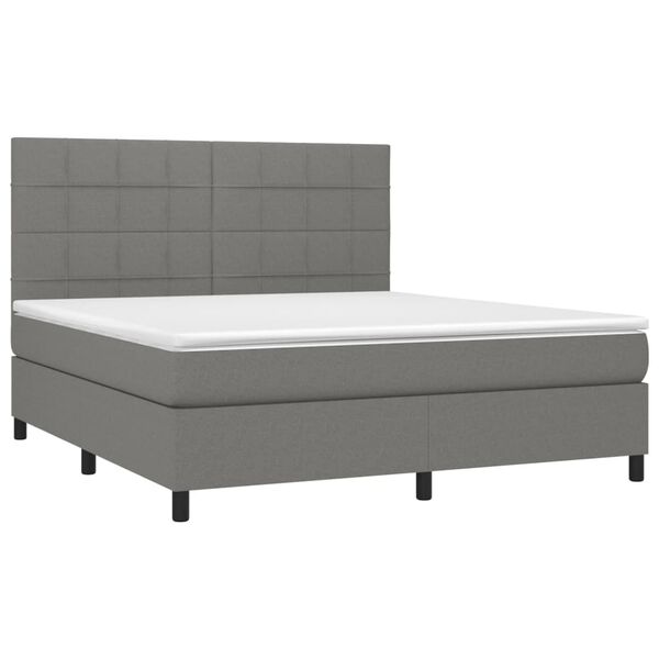 vidaXL Letto a Molle Materasso e LED Grigio Scuro 160x200cm in Tessuto