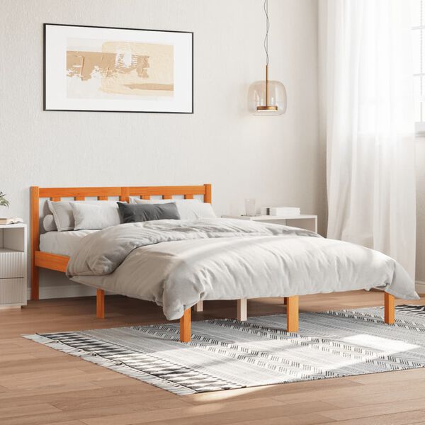 vidaXL Letto senza Materasso Marrone Cera 120x190 cm in Legno di Pino