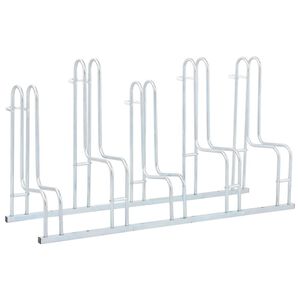 vidaXL Supporto per 5 Bici da Pavimento Autoportante Acciaio Zincato