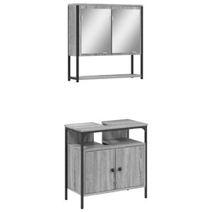 vidaXL Set Mobili da Bagno 2 pz Grigio Sonoma in Legno Multistrato