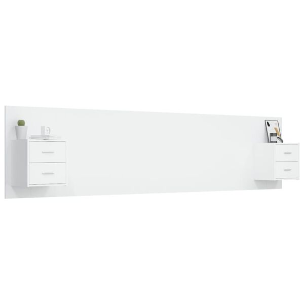 vidaXL Testiera per Letto con Comodini in Legno Multistrato Bianco
