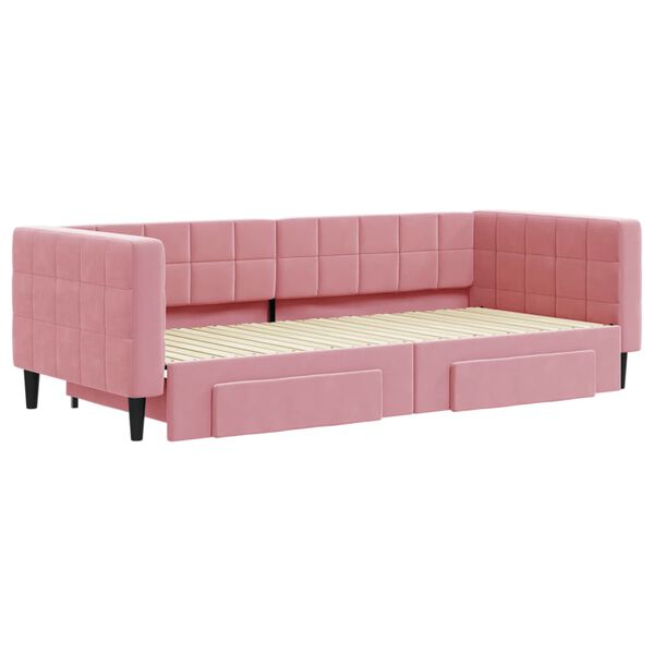 vidaXL Divano Letto Estraibile con Cassetti Rosa 90x200 cm Velluto