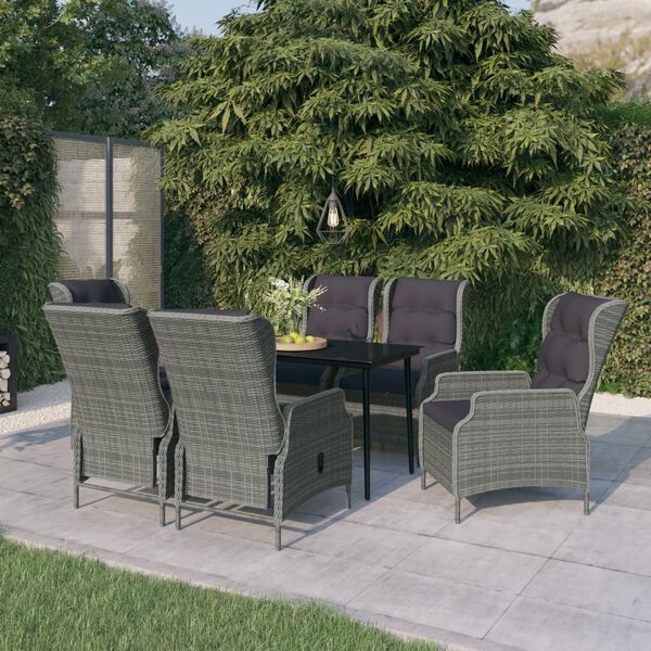 vidaXL Set da Pranzo da Giardino 7 pz Grigio Chiaro