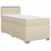 vidaXL Letto con Box Spring, Materasso e LED Crema 90 x 190 cm Tessuto
