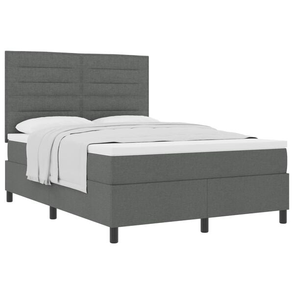 vidaXL Letto a molle con materasso Grigio scuro 140 x 200 cm Tessuto