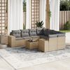 vidaXL Set Divano da Giardino 9 pz con Cuscini Beige in Polyrattan