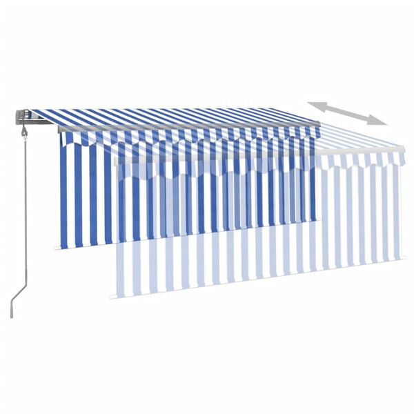 vidaXL Tenda Sole Retrattile Automatica con Parasole 3x2,5m Blu Bianco