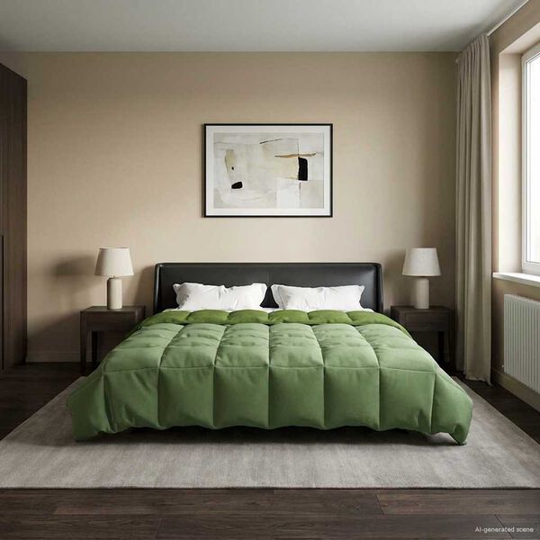 vidaXL Duvet Invernale Trapuntato Verde 200 x 200 cm Microfibra